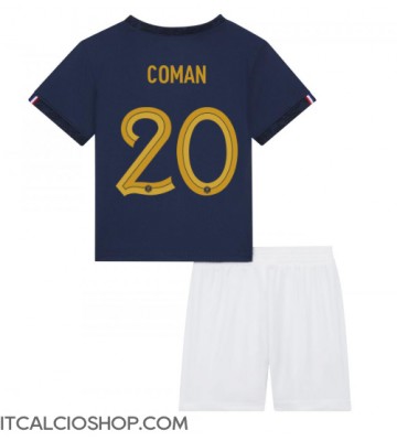 Francia Kingsley Coman #20 Prima Maglia Bambino Mondiali 2022 Manica Corta (+ Pantaloni corti)
